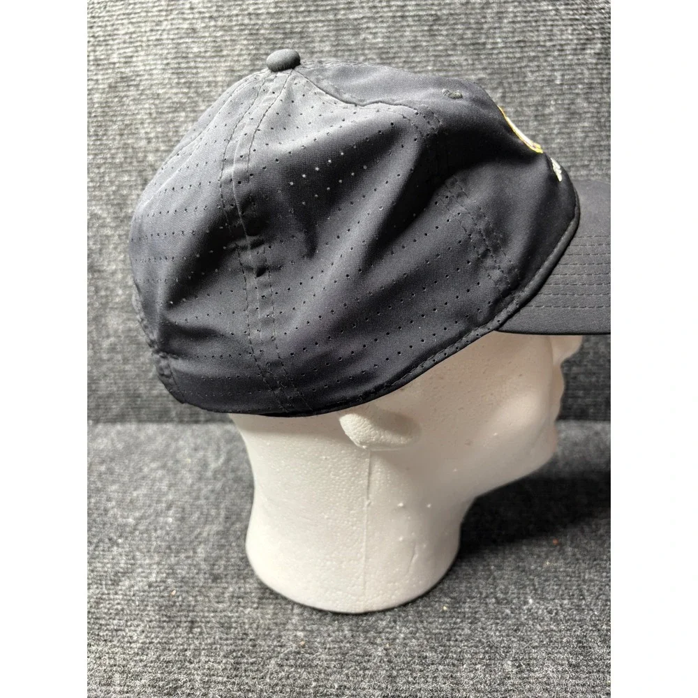 The Game UNA Baseball Hat Black Perforated Adjustable Strapback Cap Mens OSFM